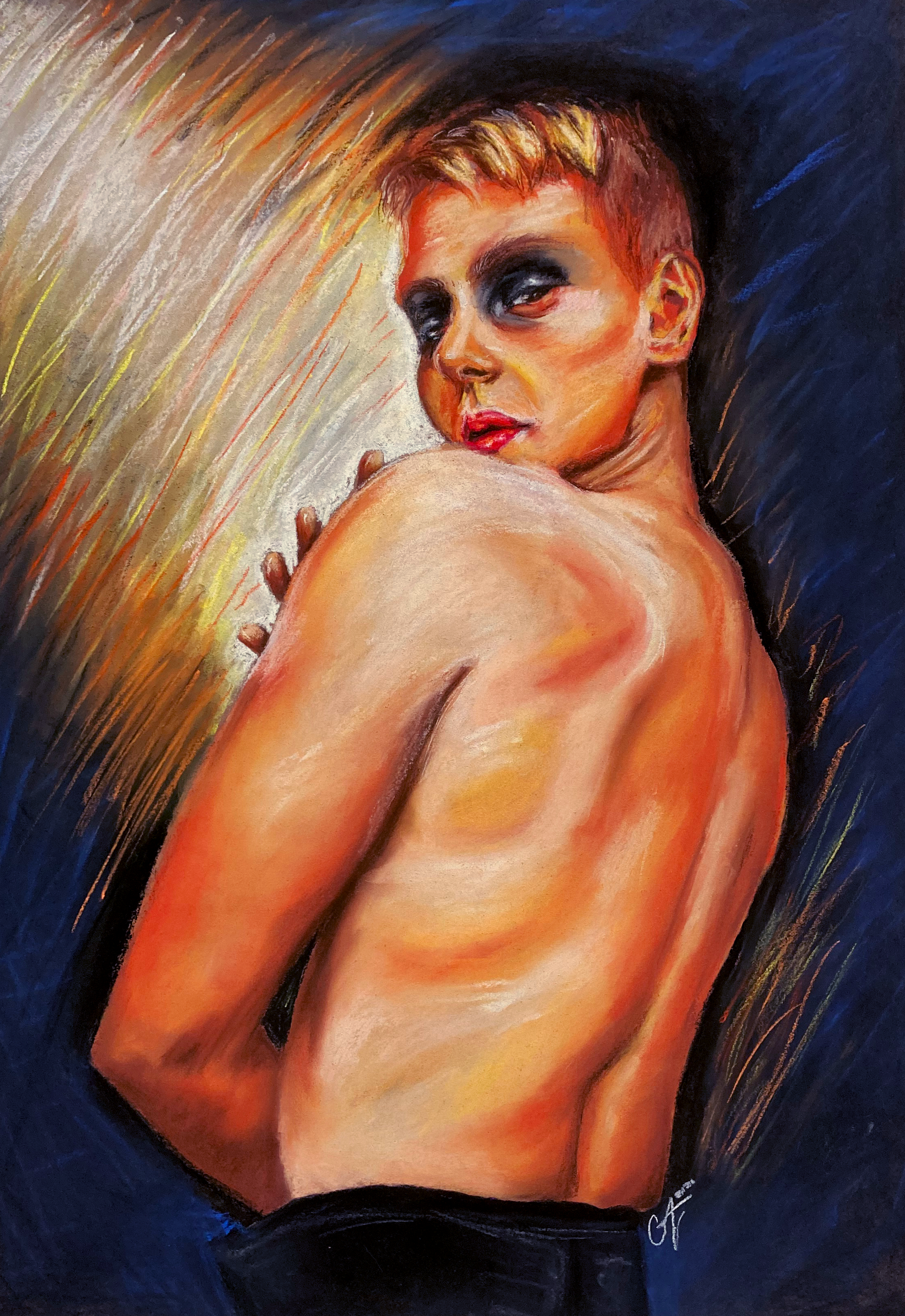Jay, charcoal and chalk pastel, 2021