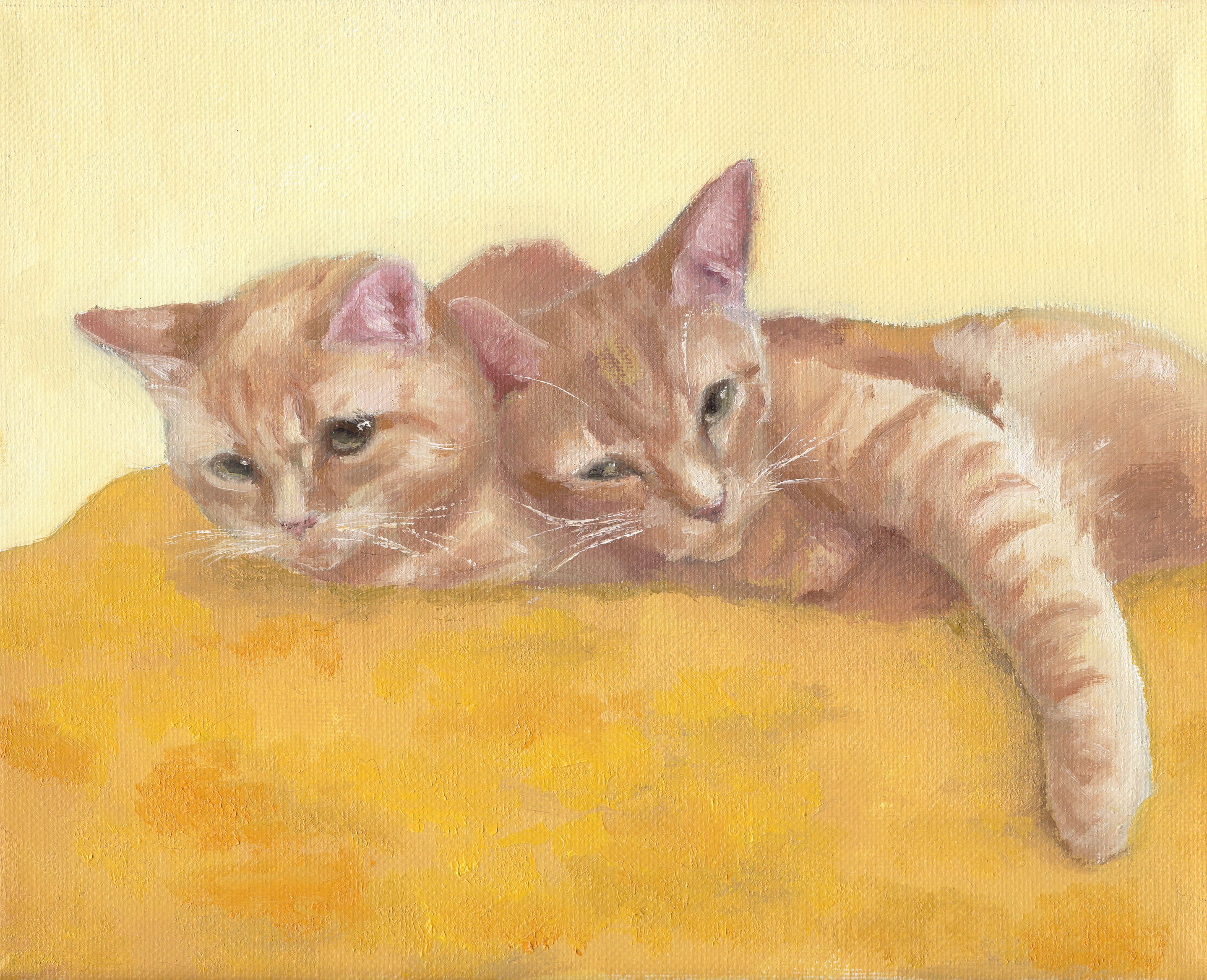 Peach and Max, oil, 2024